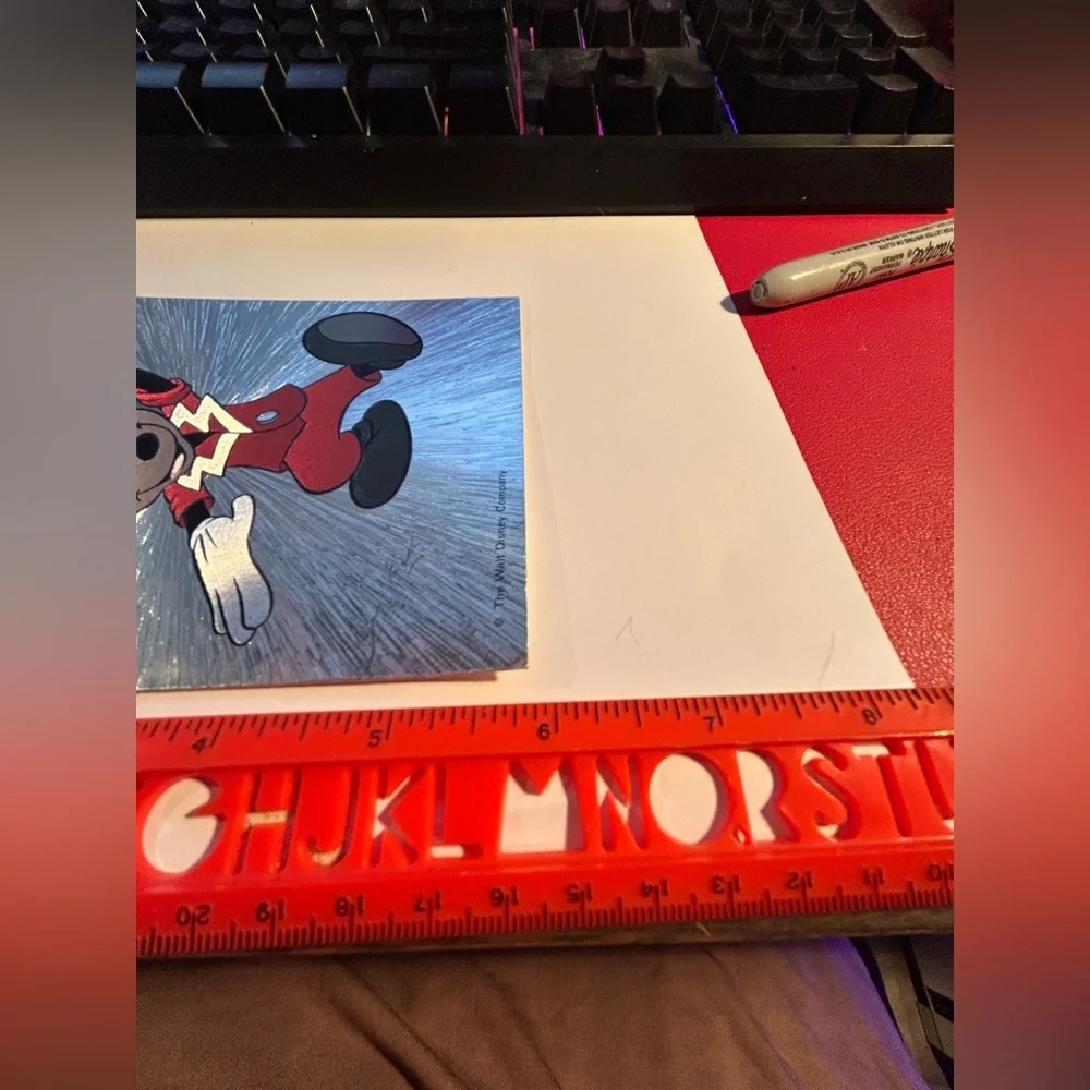 Mickey Mouse Silver and Red Vintage Podtcard